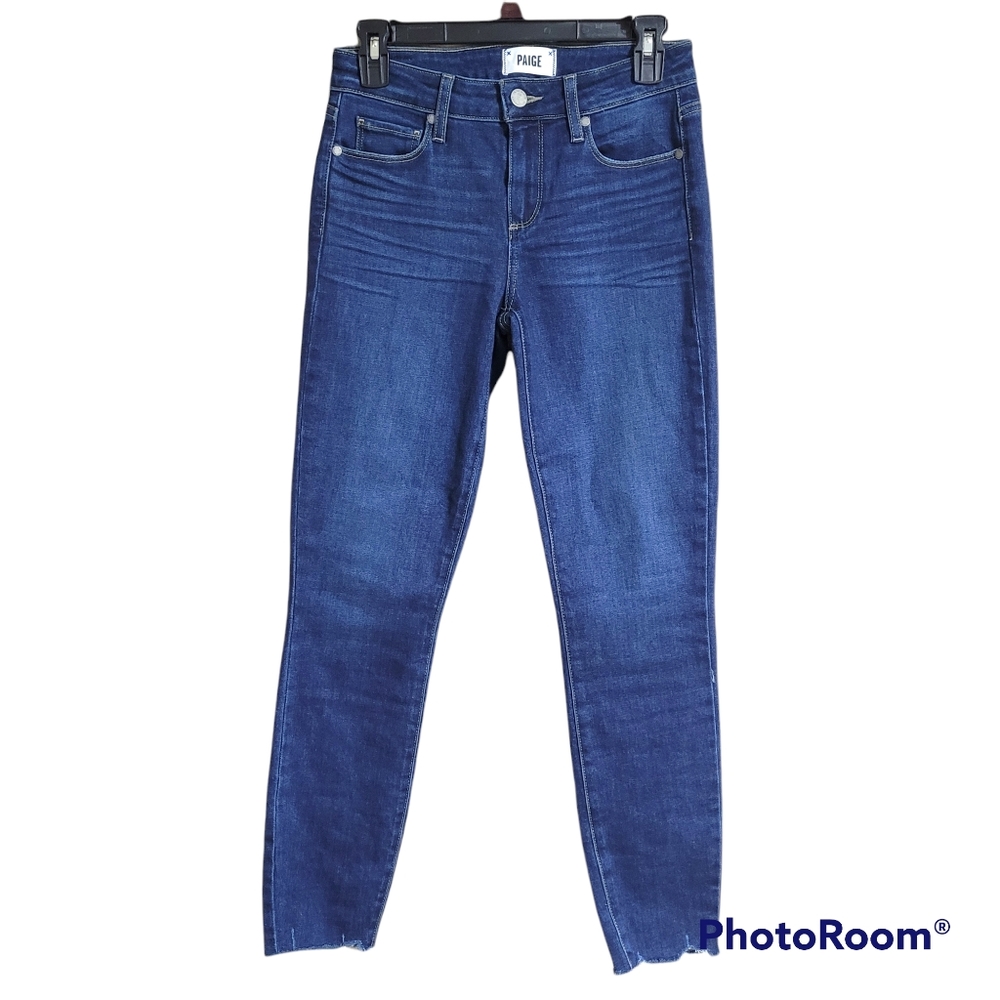 Paige Jeans Verdugo Ankle Medium Wash Mid Rise Freyed Hem Jeans Womens Size 26